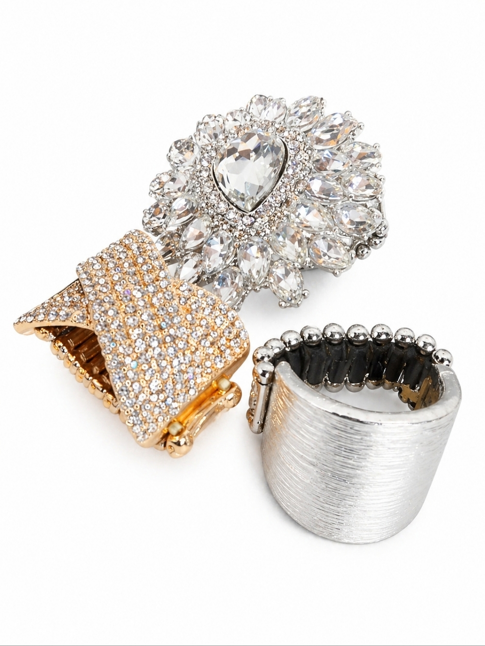 Sparkly Rhinestone Crystal Stretch Ring Bundle Statement Jewelryk